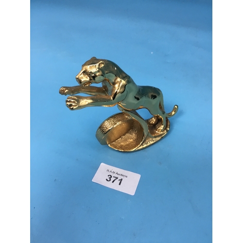 371 - Heavy brass jaguar clock (w/o)