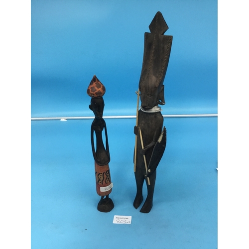 803 - 2 carved wooden African figures