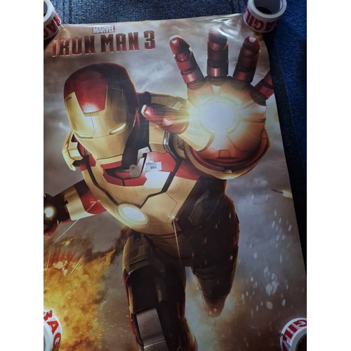 904 - Posters x 3 to inc. iron man 3 + invincible iron man + marvel group picture