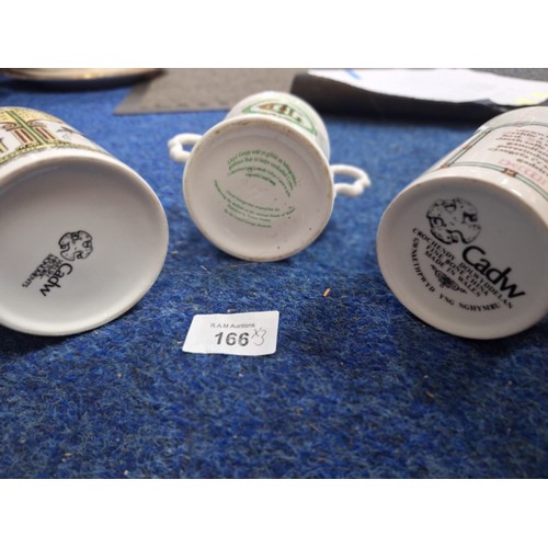 166 - 3x Welsh mugs 2x cad +1 
Lloyd George