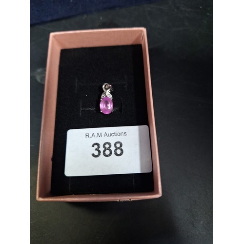 388 - 925 Silver Pendant With Natural Pink Stone