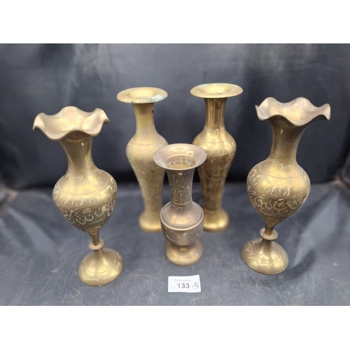 133 - Indian Brass Vases x5 8