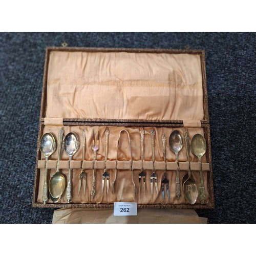 262 - Vintage/Antique Aposth Set In The Case To Include Forks, Spoons and Tongues