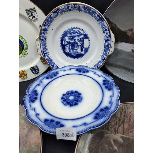 398 - Vintage Blue and White Plates x2, Two Collectable Doulton African Plates and Two Others