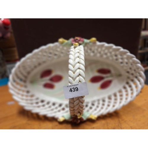 439 - Majolica Frett Ware Vintage Fruit Basket