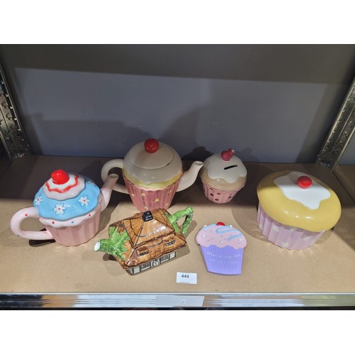 444 - Cake Tea Barrells x2, Cake Tub For Biscuits, Cake Money Box and a Tea Barrell With Marks