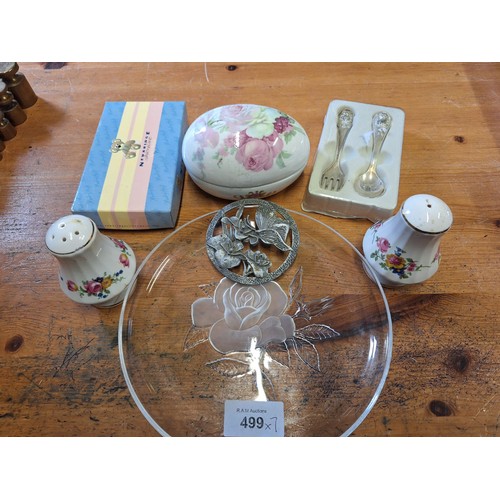 499 - Mixed Lot To Include Fork and Spoon EPNS Baby Set In a Box x2, Vintage Ceramics, Frosted Glass Plate... 