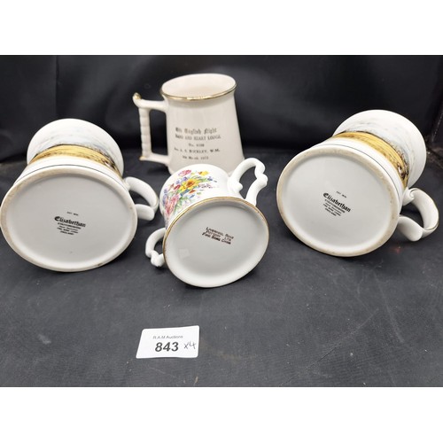 843 - Tankards x3 and a Loving Cup Masonic Hand and Heart Lodge Number 4109