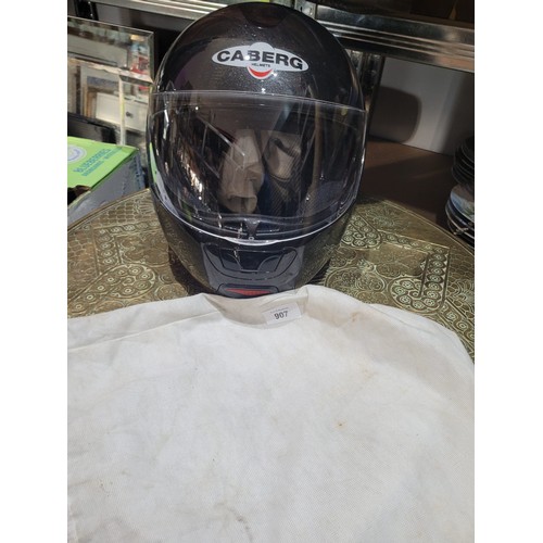 907 - Motorcycle Helmet In a Bag Size 59-60 Full Face With Pull Down Sun Viser