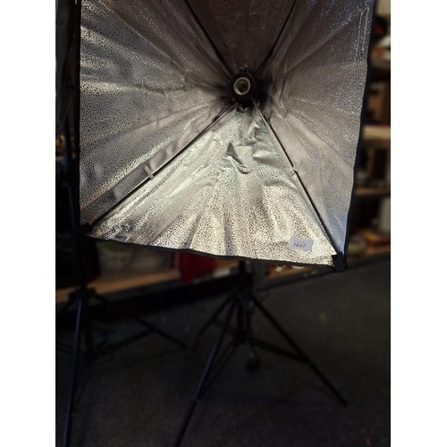 1047 - Photographic Light Shades On Stands x2