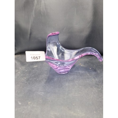 1057 - Murano Style Purple To Clear Wave Dish 8