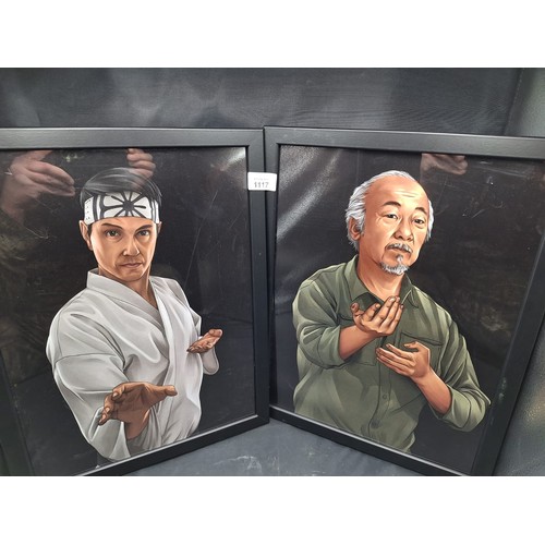 1117 - Karate Kid Pictures x2 Hand Painted Kid and Master