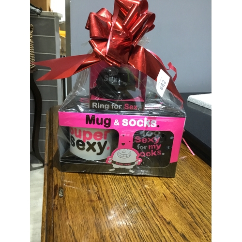 662 - Valentine's Gift Set To Include Ring for Sex Bell, Sexy Socks and Sexy Mug Gift Wrapped