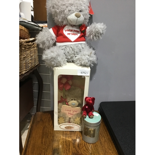 671 - Boxed Me to You Bear, Teddy Bear With Tags and a Garnet Bear (January Birthstone)