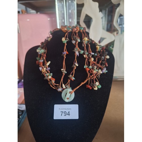 794 - Genuine Natural Jade and Stoned Necklace