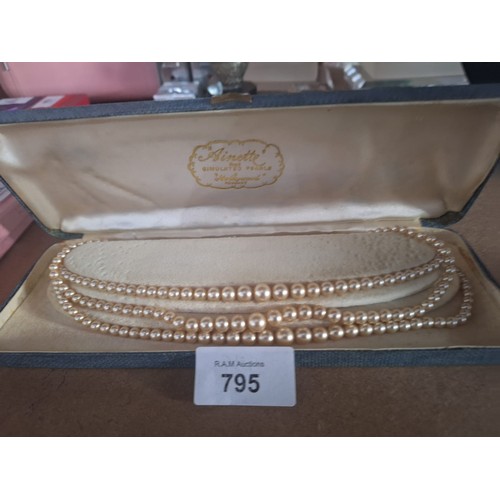 795 - Boxed Vintage Ainette Pearl Simulated Necklace