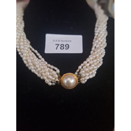 789 - Boxed Vintage Genuine Baroque Pearl Multi Strand Necklace