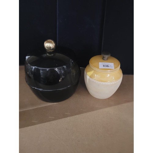 836 - Retro 50's/60's Ice Bucket and a Vintage Stoneware Lidded Tobacco Jar