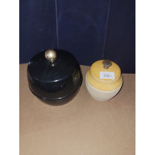 836 - Retro 50's/60's Ice Bucket and a Vintage Stoneware Lidded Tobacco Jar