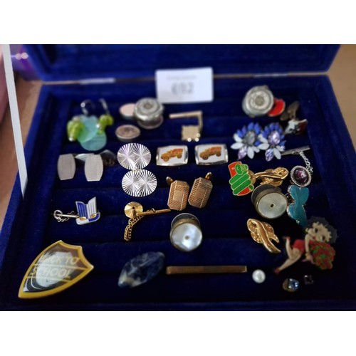 692 - Pad Of Vintage and Fashion Cufflinks, Pins, Earrings Etc