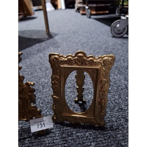 731 - Pair of Vintage Heavy Brass Picture Frames