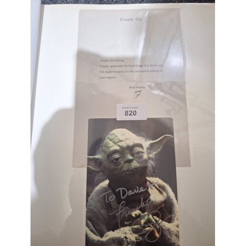 820 - Frank Oz Yoda Autograph From Star Wars With a Letter To The Collector