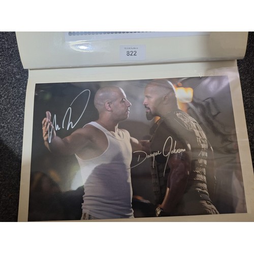 822 - Hand Signed Photo Of Vin Diesel and Dwayne Johnson With Certificate of Authenticity