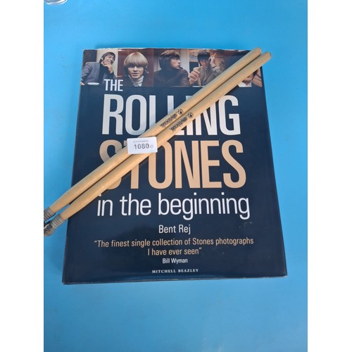 1080 - Rolling Stones In The Beginning Book and Rock Band Drumsticks