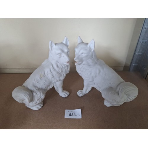 583 - Pair of Vintage Parian Dogs 7