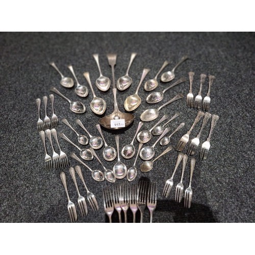 917 - Collection of 50+ EPNS Spoons, Forks, Fish Forks, Ladle Etc