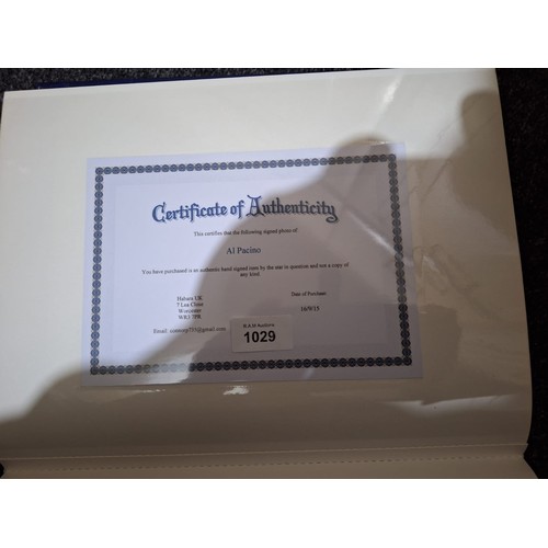 1029 - Hand Signed Picture of Al Pacino With Certificate of Authenticity