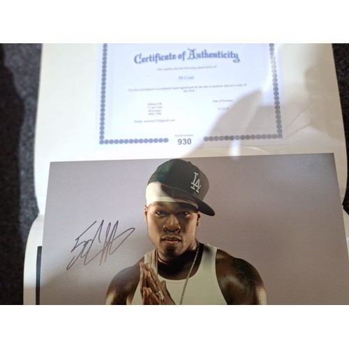 930 - Hand Signed Picture of 50 Cent With Certificate of Authenticity