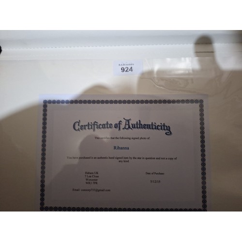 924 - Hand Signed Picture of Rihanna With Certificate of Authenticity