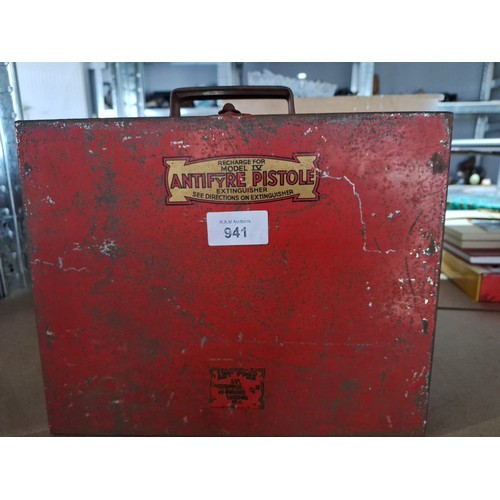 941 - Vintage/Antique Fire Fighting Collectables In a Tin Case