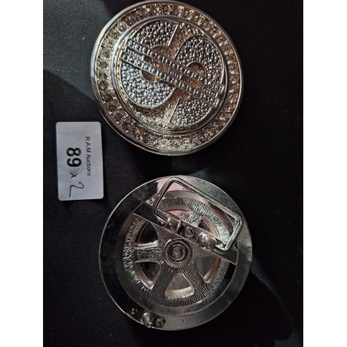 960 - Dollar Bling Revolving Belt Buckles x2