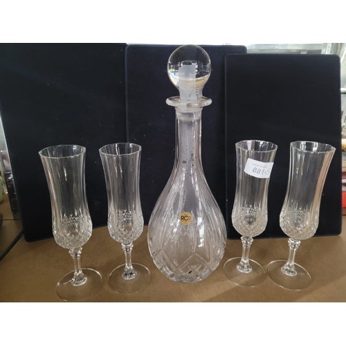 881 - Vintage Decanter and 4 Crystal Glasses