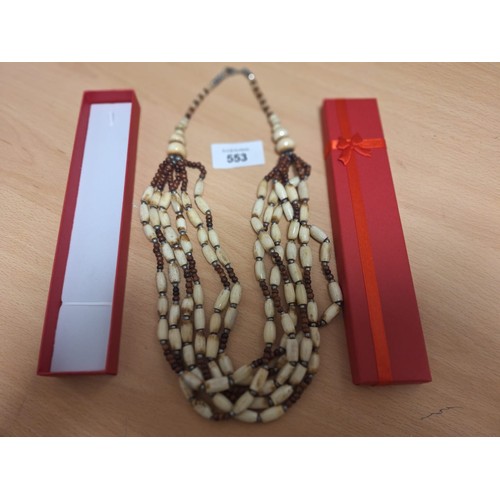 553 - Hand Made Bone and Stone Tribal Style Necklace