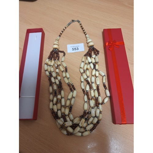 553 - Hand Made Bone and Stone Tribal Style Necklace