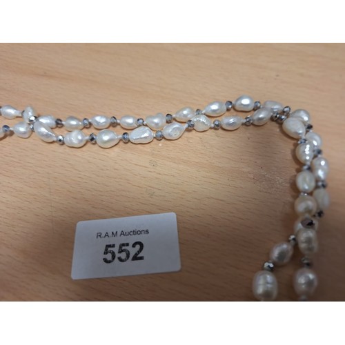 552 - Super Long Real Baroque Pearl Necklace 30”+