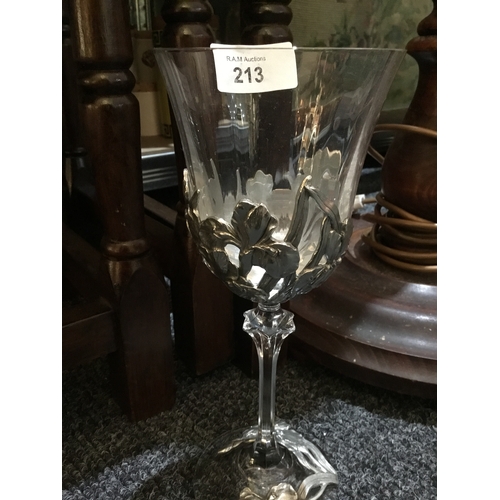 213 - Crystal and Pewter Wine Goblet