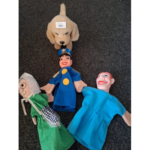 490 - Hand Puppets x3 and a Remote Battery Operated Dog