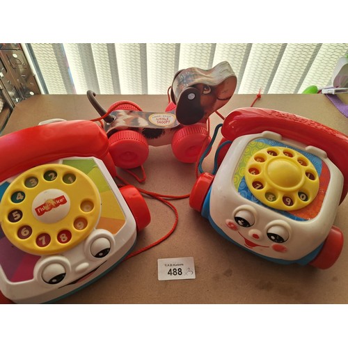 488 - Fisher Price Telephones x2 and a Fisher Price Little Snoopy