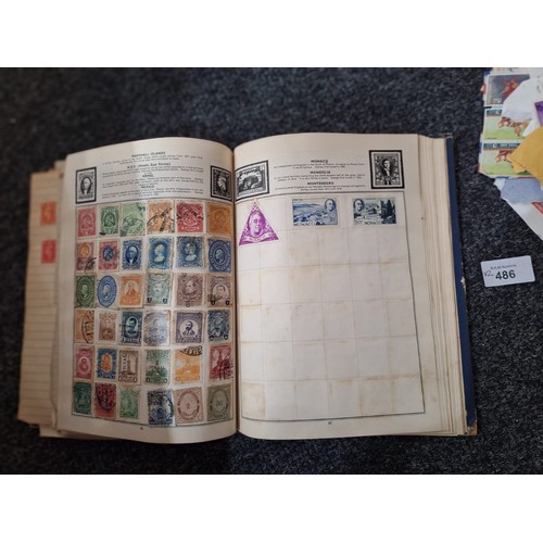 486 - Stamp Album and a Pack of Hundreds of Vintage Unchecked Stamps