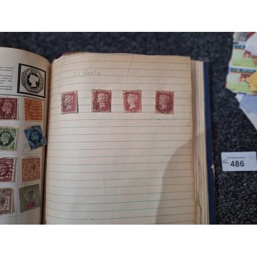 486 - Stamp Album and a Pack of Hundreds of Vintage Unchecked Stamps