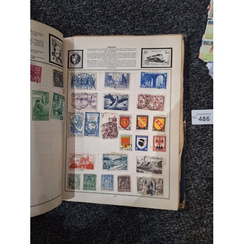 486 - Stamp Album and a Pack of Hundreds of Vintage Unchecked Stamps