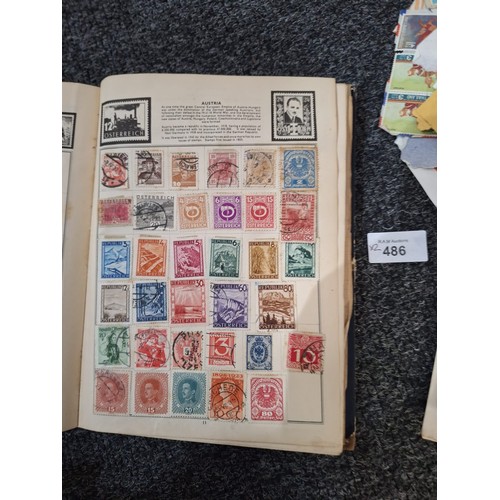 486 - Stamp Album and a Pack of Hundreds of Vintage Unchecked Stamps