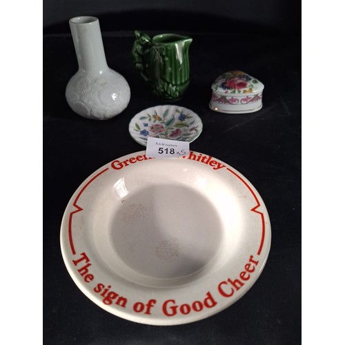 518 - Vintage Sylvac Jug, Trinket Pot, Minton Dish, Vintage Wade Ashtray and a German Bud Vase