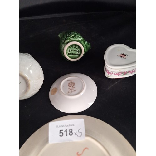 518 - Vintage Sylvac Jug, Trinket Pot, Minton Dish, Vintage Wade Ashtray and a German Bud Vase