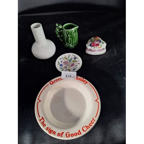 518 - Vintage Sylvac Jug, Trinket Pot, Minton Dish, Vintage Wade Ashtray and a German Bud Vase