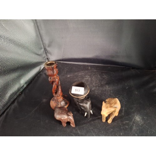 513 - Collectable Elephants x3 and a Candlestick